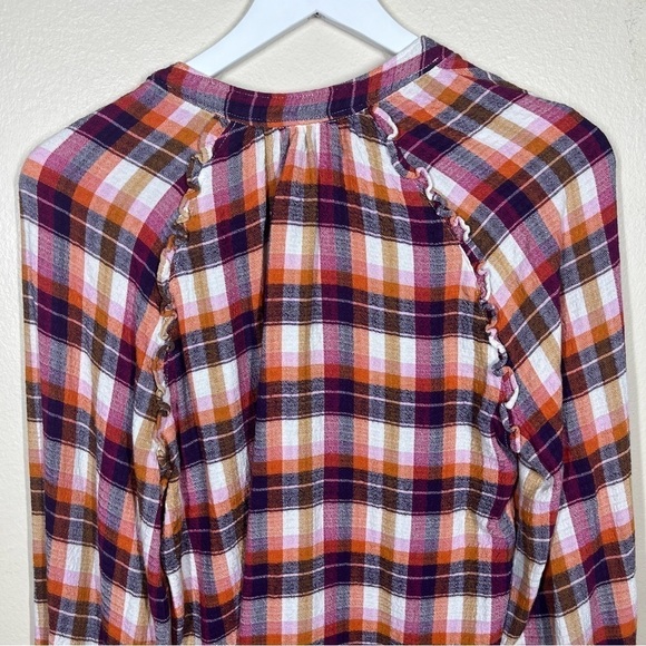 Anthropologie Pilcro Womens lot of 2 Plaid Flannel Ruffle Blouse Button Up Small - Picture 10 of 15